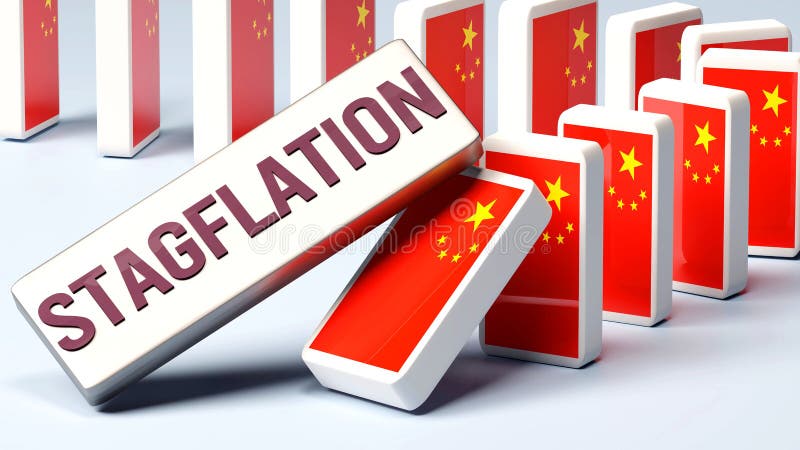Stagflation Causing Decline of China Stock Illustration - Illustration of  crash, flag: 253446828