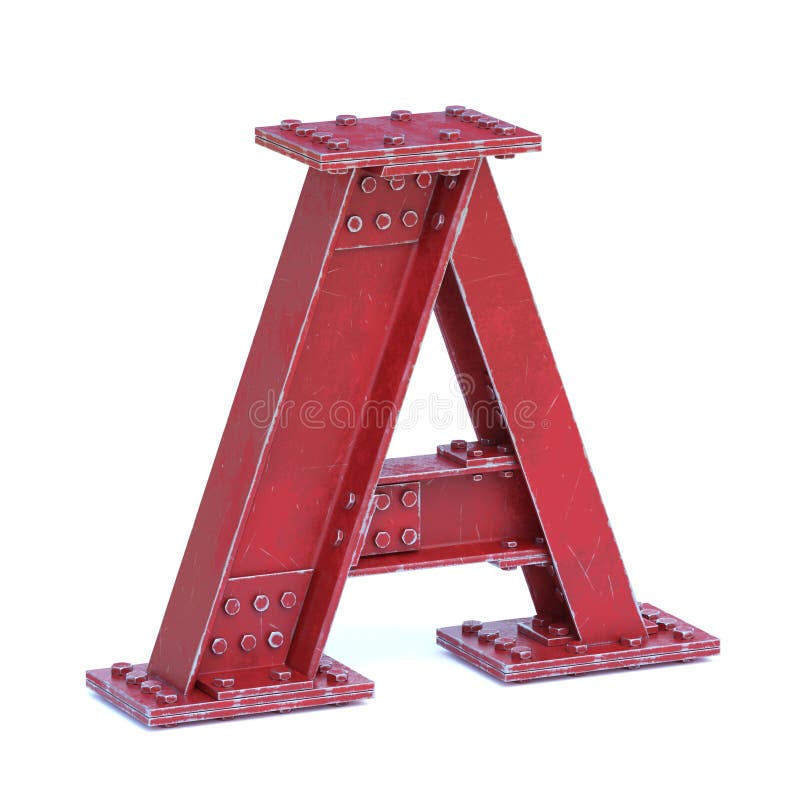 Stahl i beam font 3d Rendering Letter a vektor abbildung