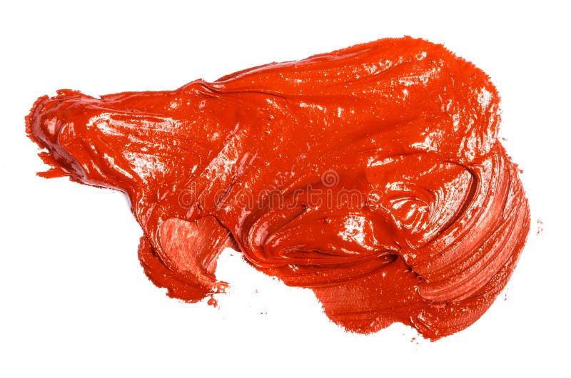 Stain of Redorange Oil Paint on a White Stock Image Image of paint