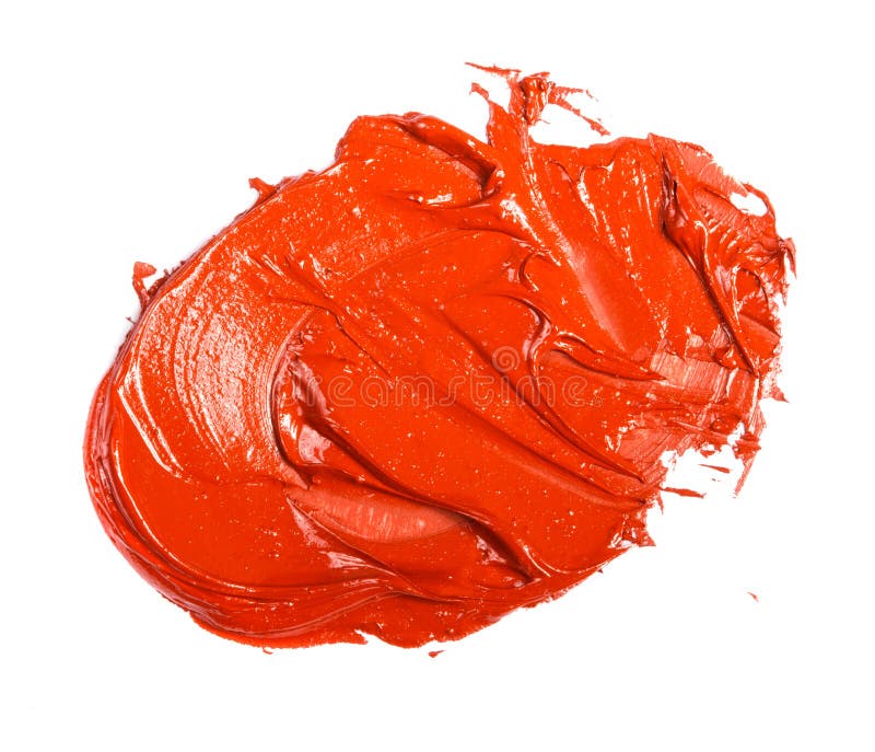 Stain of Redorange Oil Paint on a White Stock Photo Image of colour