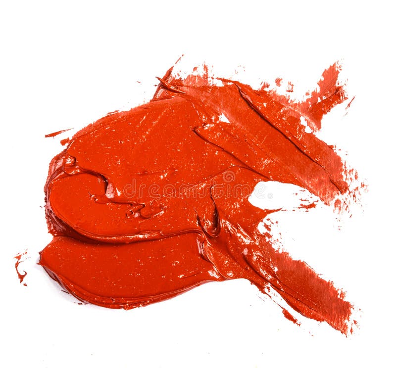 Stain of Redorange Oil Paint on a White Stock Image Image of paint