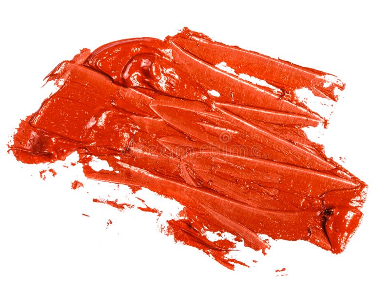 Stain of Redorange Oil Paint on a White Stock Photo Image of paper