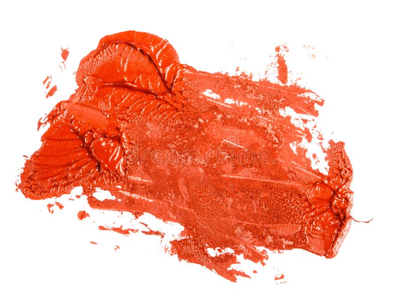 Stain of Redorange Oil Paint on a White Stock Image Image of glare