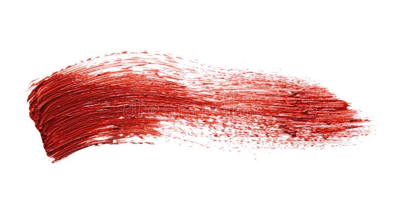 Stain swatch of a red matte lipstick on white background stock photography