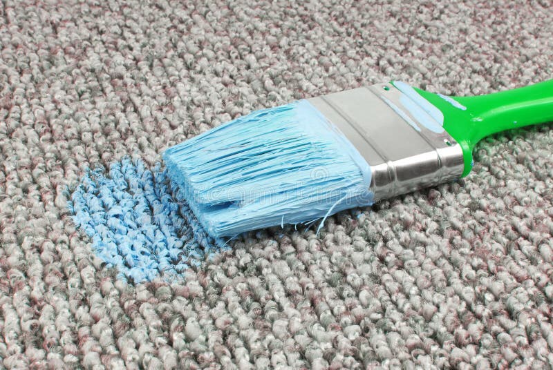 Stained Carpet with Paint Brush Stock Photo Image of background