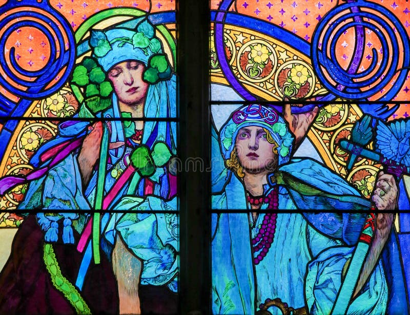 Stained Glass by Alphonse Mucha in Prague Cathedral