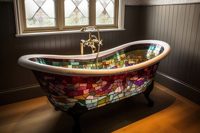 A Stained Glass Bathtub Created with Generative AI Technology Stock Photo Image of bruxelles