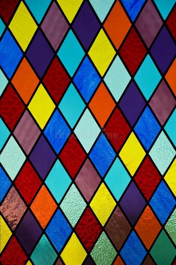 Stained glass with diamond pattern stock photos Stained glass with diamond pattern stock photos