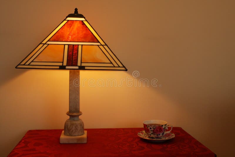 Stained glass lamp on a table