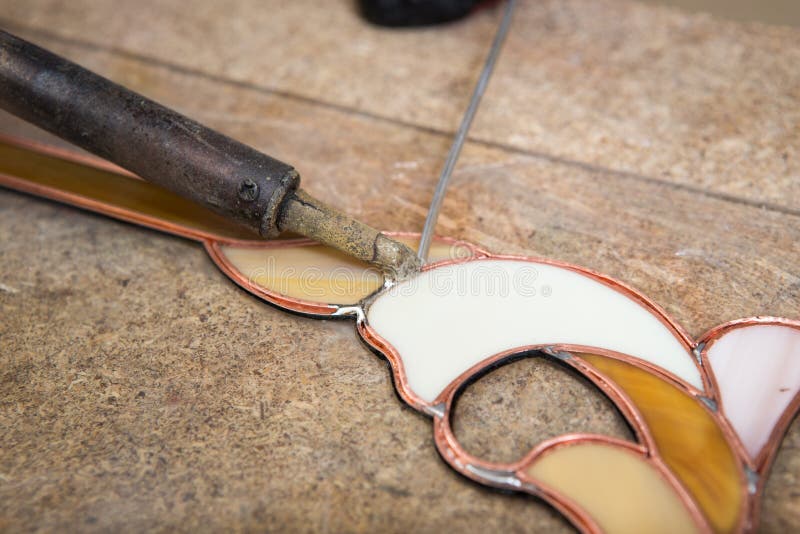 Stained Glass Maker Works with Souvenirs Stock Image Image of