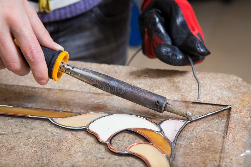 Stained Glass Maker Works with Souvenirs Stock Photo Image of