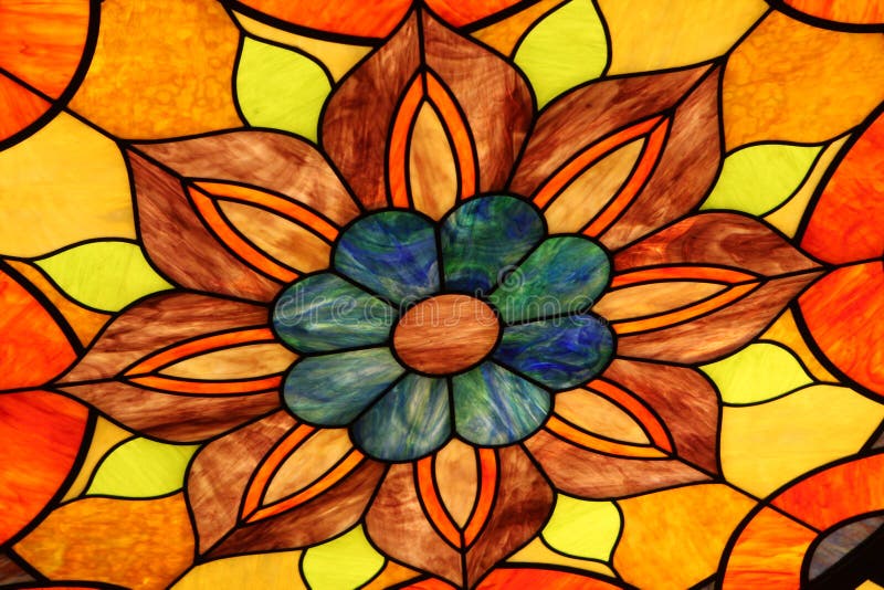 Stained Glass Orange Flower Stock Photo Image of artistic, stained