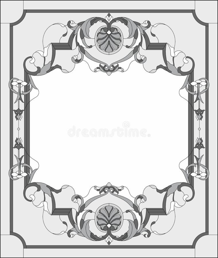 Stainedglass Panel in a Rectangular Frame, Abstract Floral Arrangement
