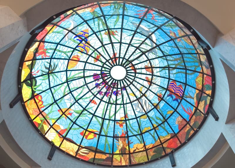 Stained glass roof at hotel