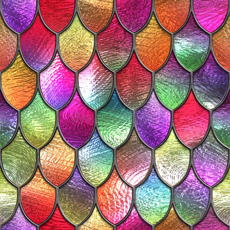 Stained Glass Seamless Texture with Geometric Pattern for Window
