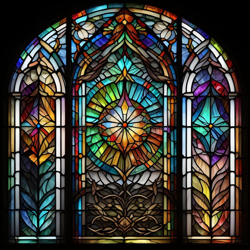 Stained Glass Window in the Basilica of the Sacred Heart of Paris ...