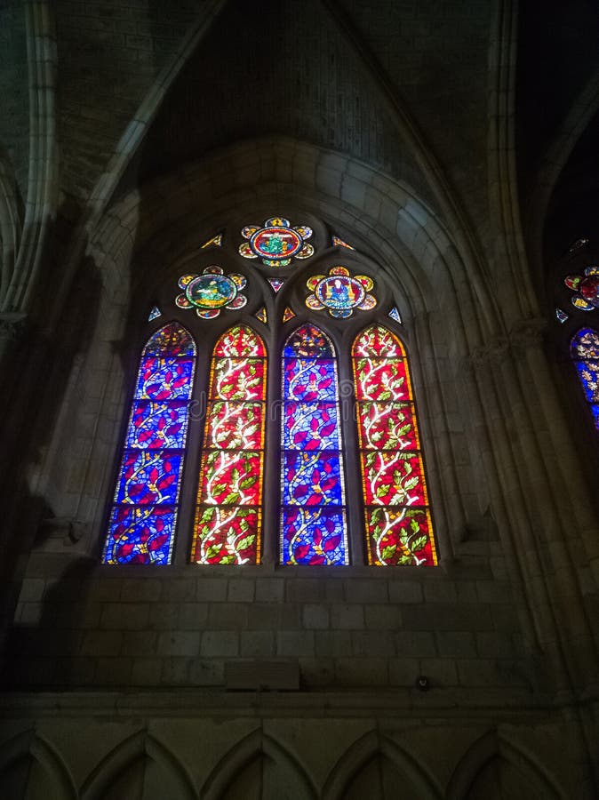 Stained Glass Window of the Cathedral of Leon Editorial Image - Image ...