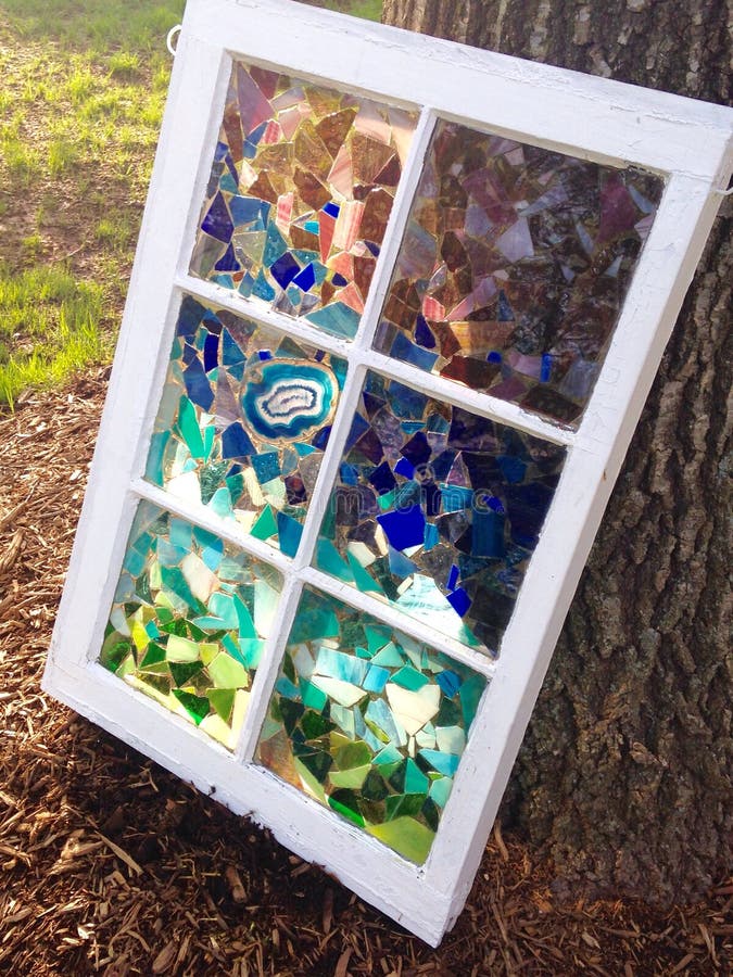 Stained Glass Window in the Garden Stock Photo Image of glass, window