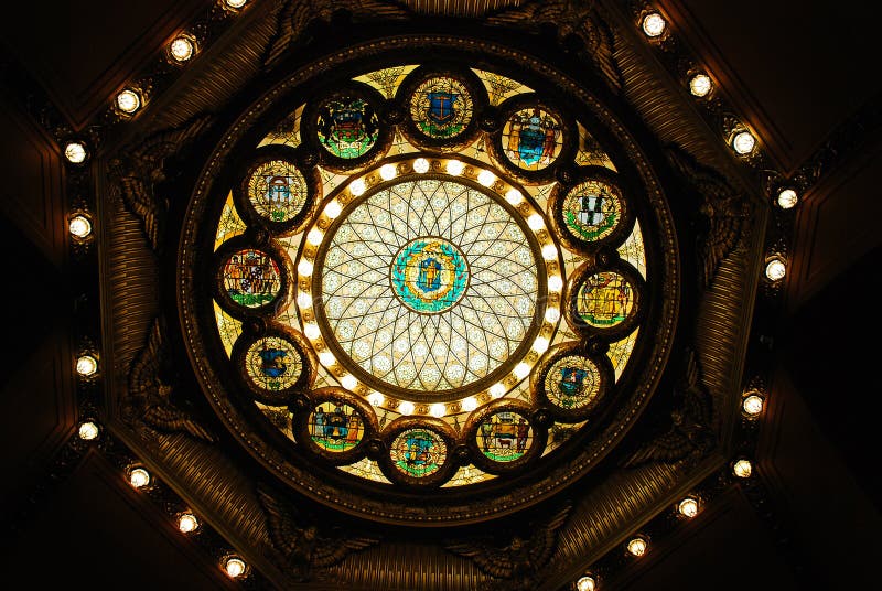 A Stained Glass Window Over the Atrium of the Massachusetts State