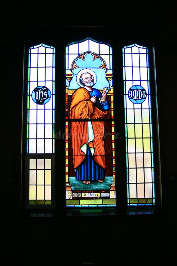 Stained Glass Window Image Of Saint Peter Stock Image Image of