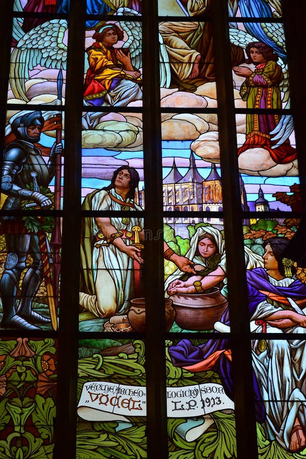 Stained Glass Window - Interior Of St Barbara`s Church, Kutna Hora, Czech Republic stock images Stained Glass Window - Interior Of St Barbara`s Church, Kutna Hora, Czech Republic stock images