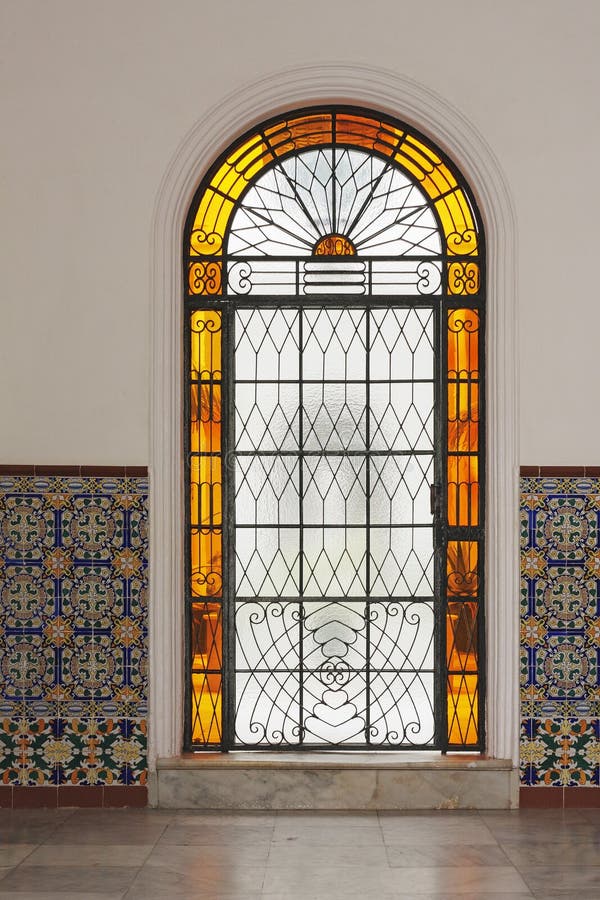 Stained-glass window in Orange color