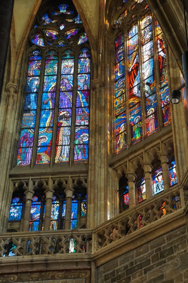 Stained Glass Window In St Vitus Cathedral Stock Photo - Image of vitus ...