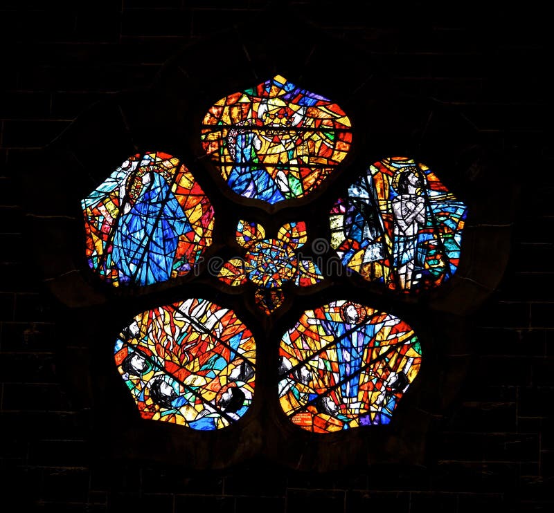 Stained Glass Windows at Galway Cathedral Ireland Editorial Image
