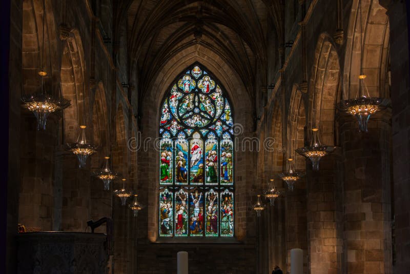 Stained Glass Windows in St Giles` Cathedral, Edinburgh