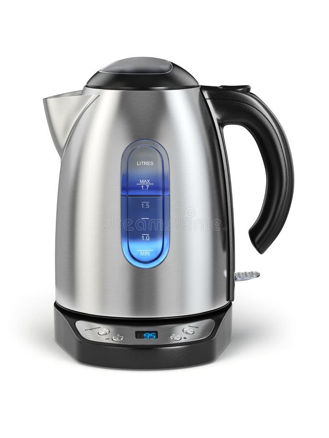 Stainless electric kettle on white. royalty free illustration