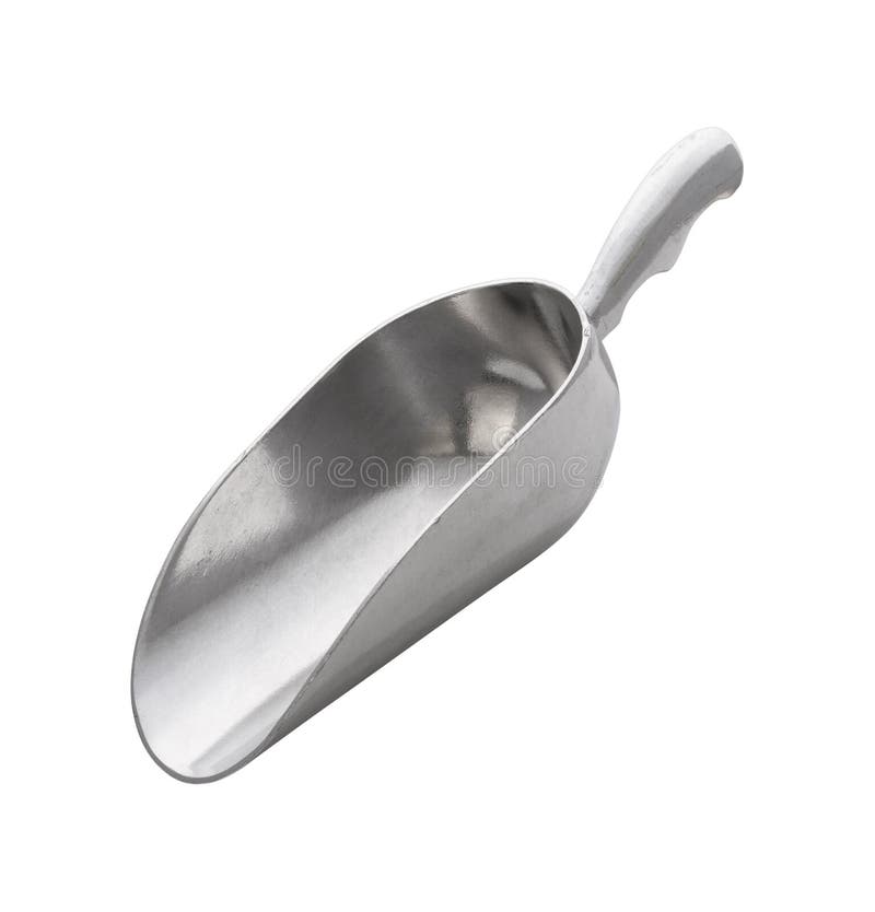 Stainless Metal Scoop Isolated with clipping path on a white background. Isolation is on a transparent layer in the PNG format.