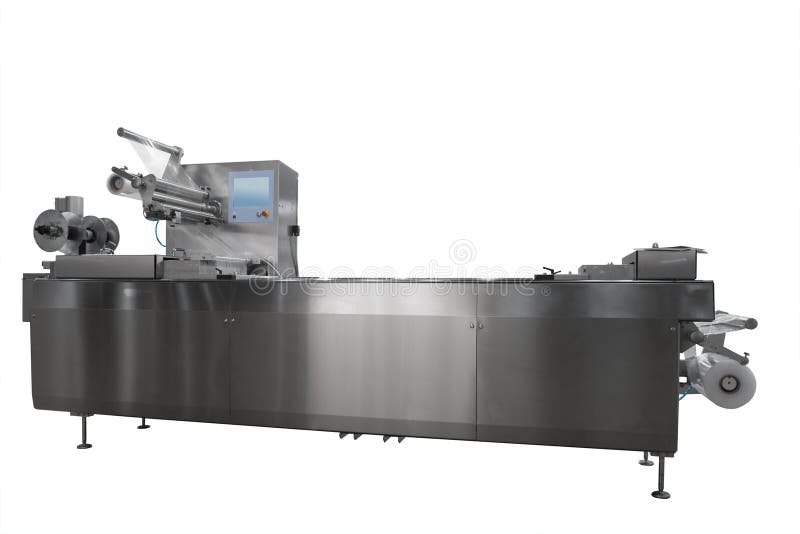 Stainless Steel Automatical Packing Machine Isolated on White Stock