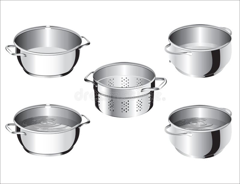 Stainless Steel Cook Pans vector illustration