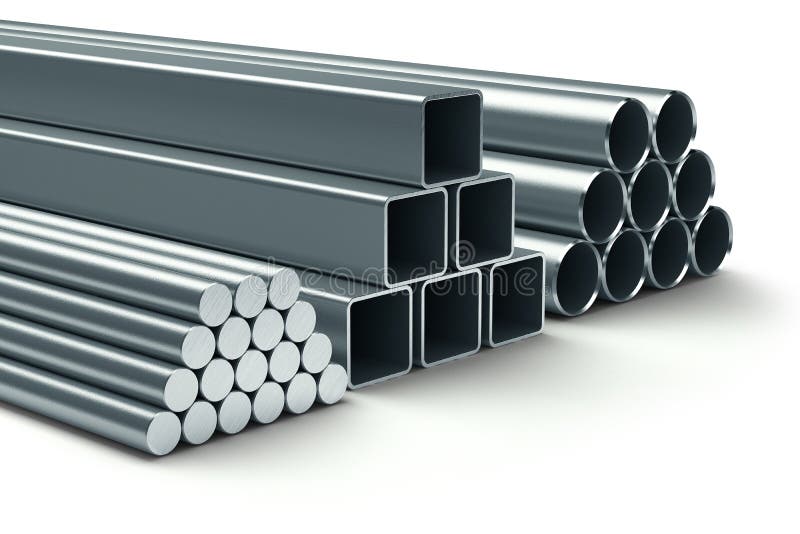 Stainless steel. Group of rolled metal. royalty free illustration