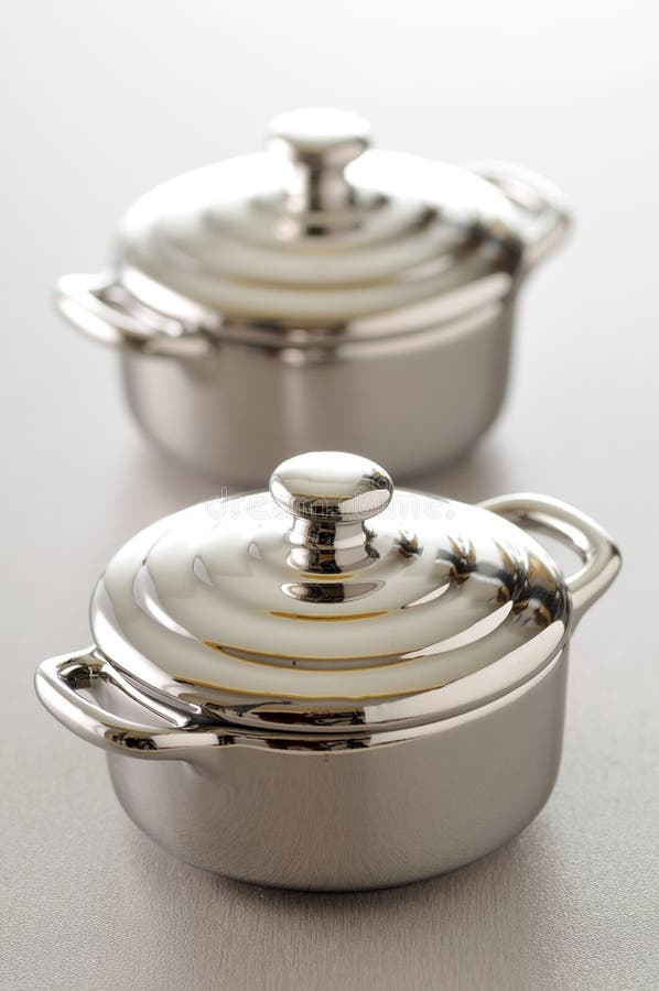 Stainless Steel Individual Cooking Pots Stock Photo Image of