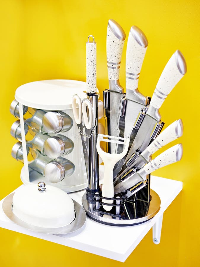 Set of Kitchen Knives in Store Stock Image Image of food, 246310763