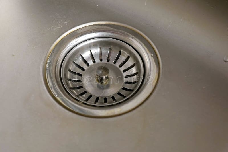 Stainless Steel Kitchen Sink Hole Drain for Water. Stock Image Image