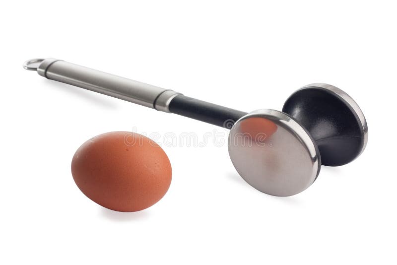 Stainless steel meat mallet wth brown egg