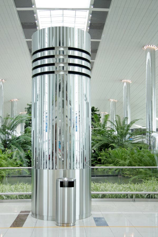 Stainless Steel Pillars In Dubai Airport Stock Image Image of