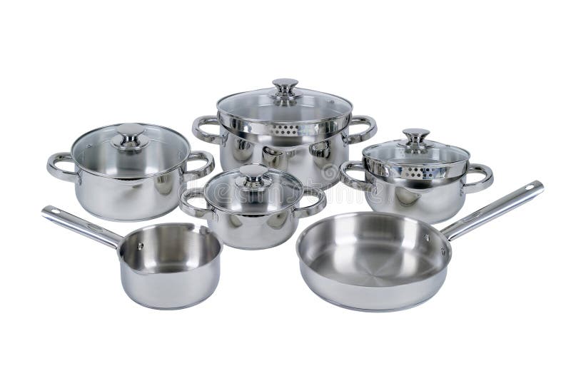 Stainless Steel Pots and Pans Stock Photo Image of saute, sauce 9043308