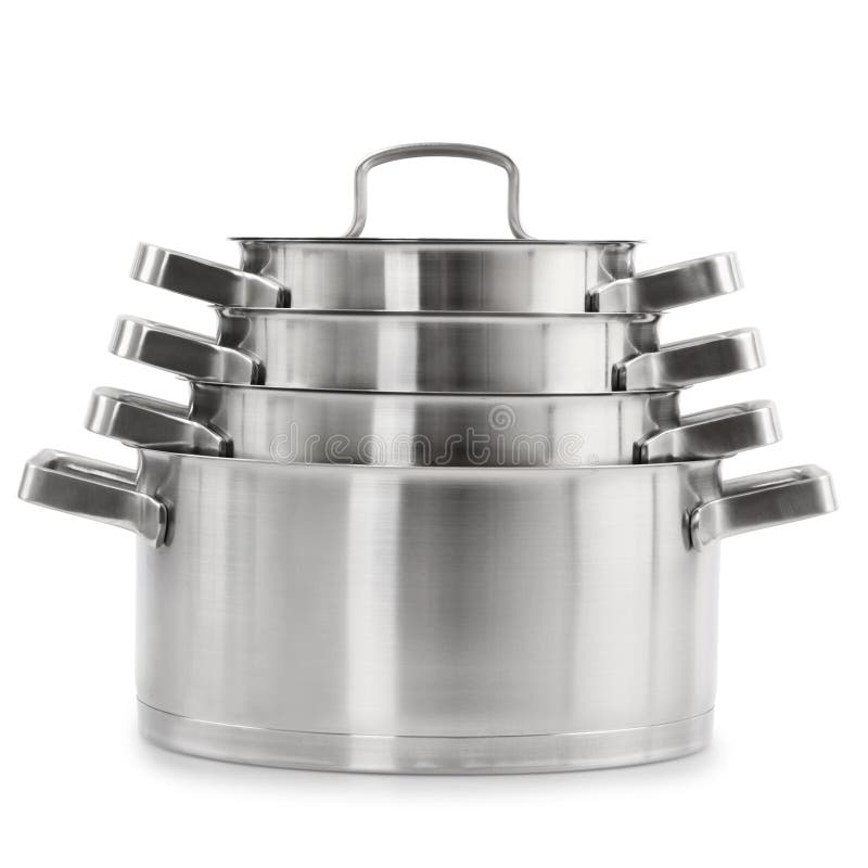 Stainless steel pots stock photo. Image of healthy, aluminum 61004690