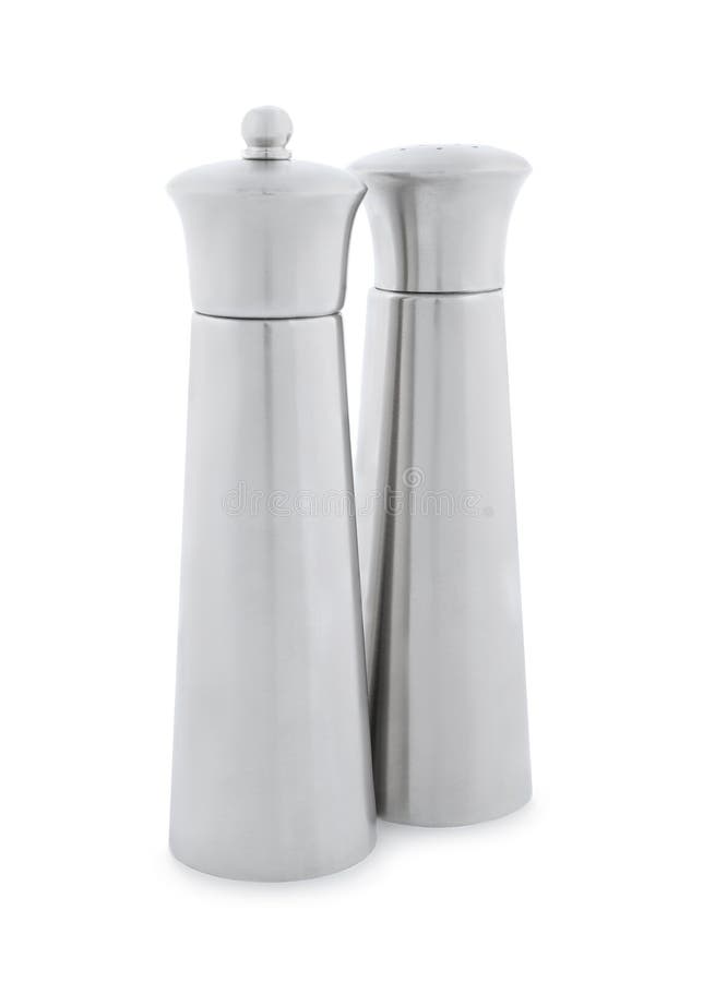 Stainless Steel Salt and Pepper Shakers Isolated Stock Photo Image of