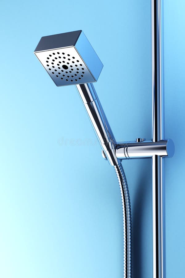 Stainless steel shower 3d vector illustration