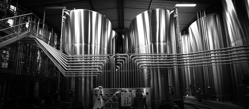 Stainless steel tank at the winery for wine