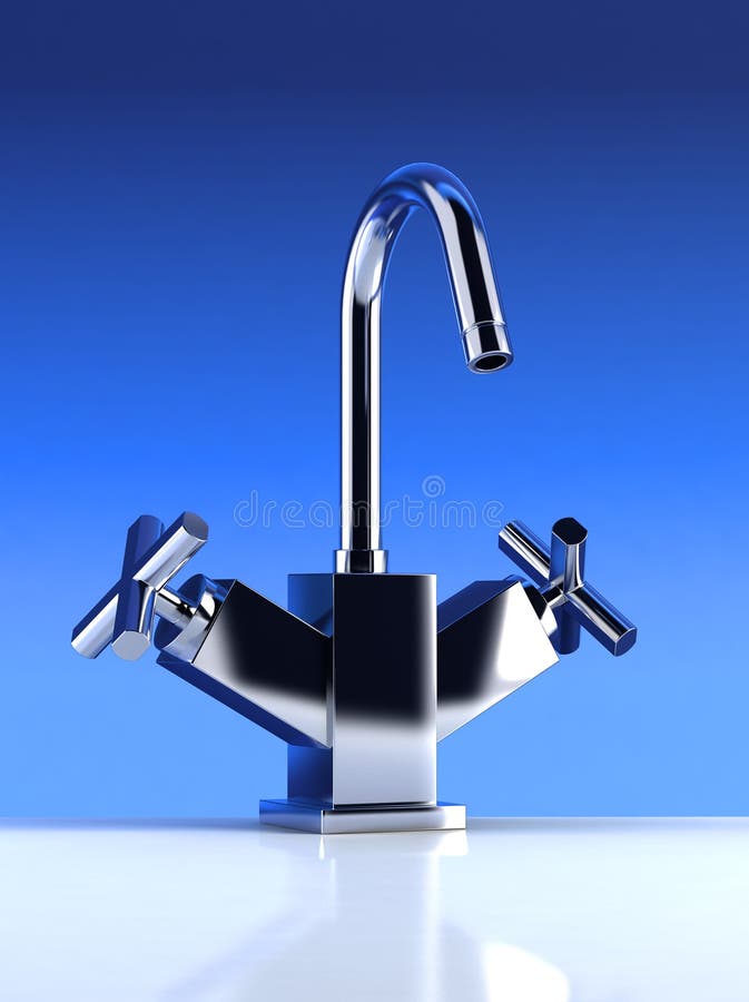 Stainless steel tap 3d vector illustration