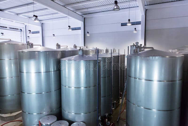 Stainless Steel Vats for Fermentation Wine Stock Image Image of