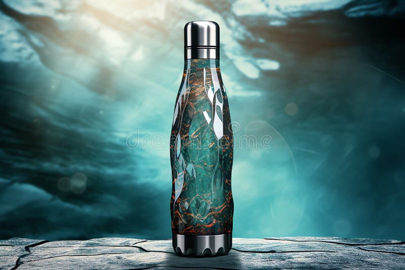 Stainless Steel Water Bottle Eco Friendly Background Stock Illustration