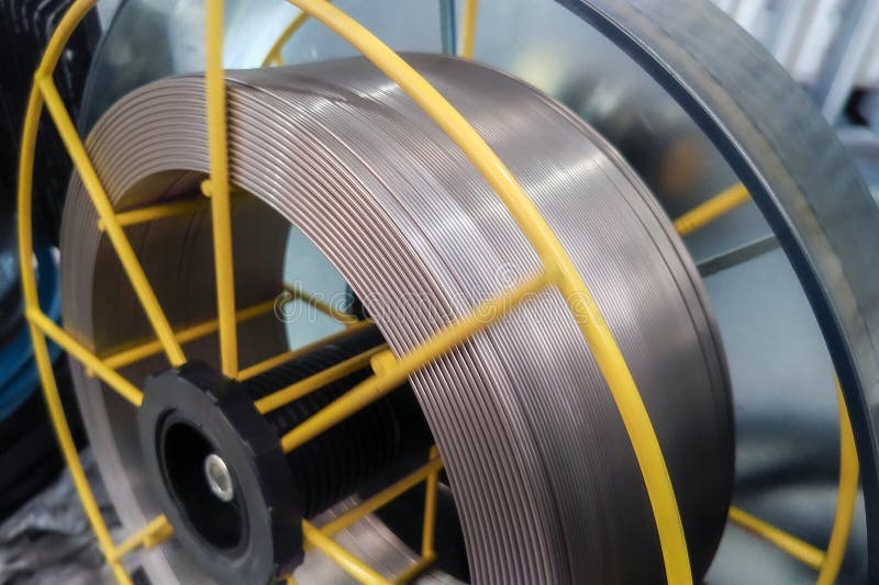 Stainless Steel Wire Coil Mounted on the Welding Machine Stock Image Image of steel, tool