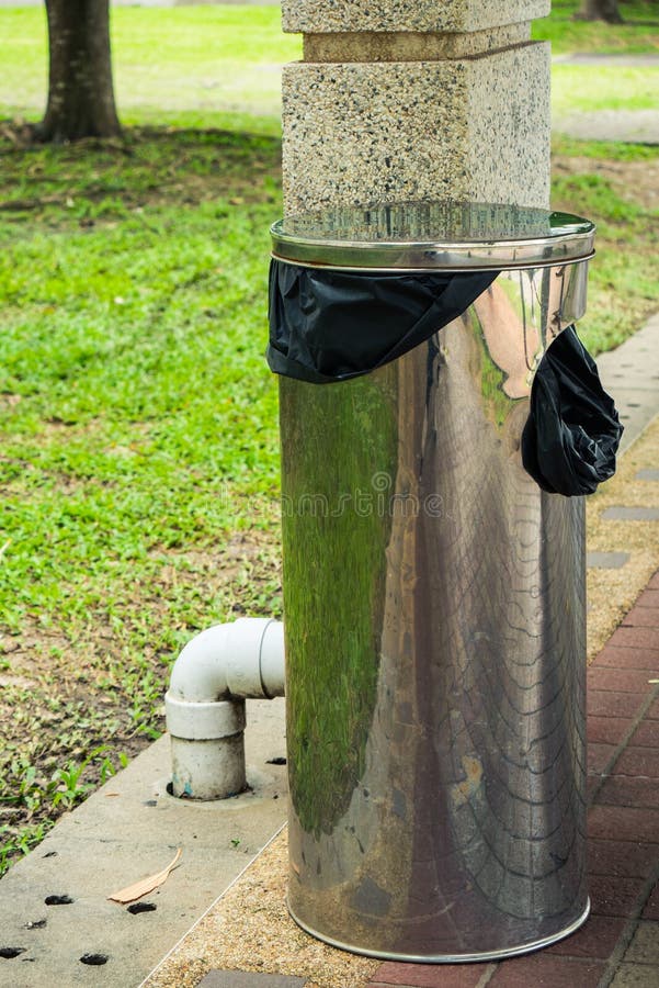 Stainless trashcan royalty free stock photo