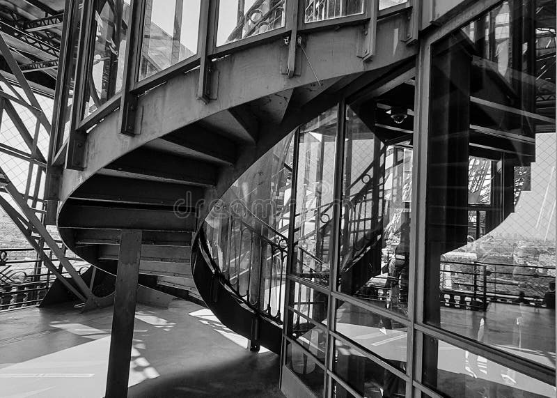 Stair, inside the Eiffel tower stock photos